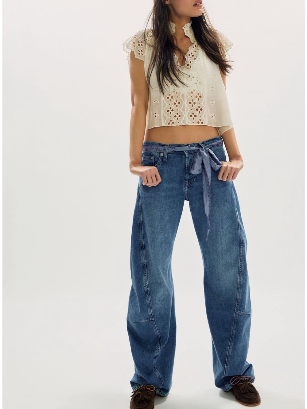 Free People Relaxed Boyfriend Jeans in Medium Blue - Picture 3 of 6
